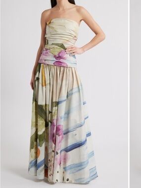 Acler Strapless Nershall Maxi Dress in Orange Afternoon